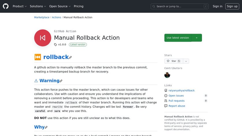 Rollback Landing Page