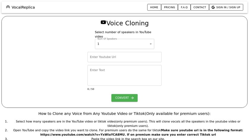 VocalReplica Landing Page