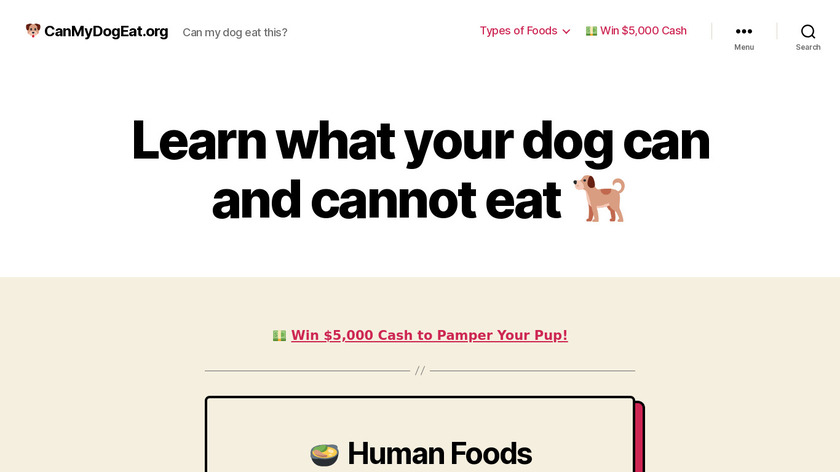 CanMyDogEat Landing Page