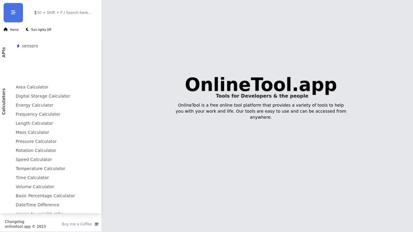 Online Tools Landing Page