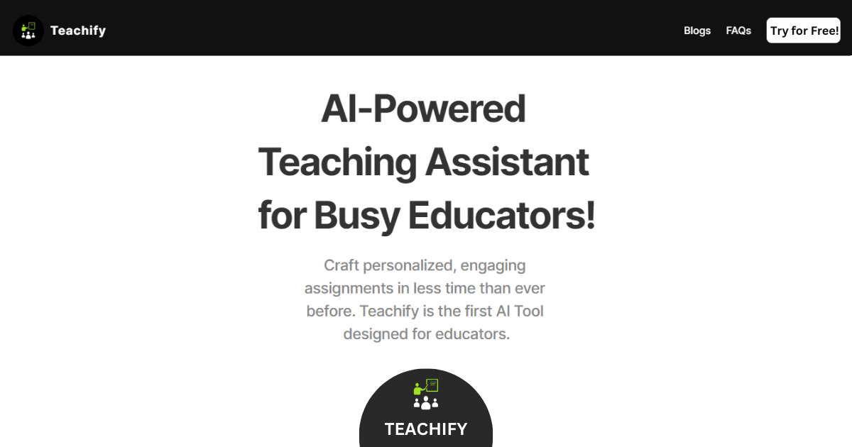Teachify Online Landing page