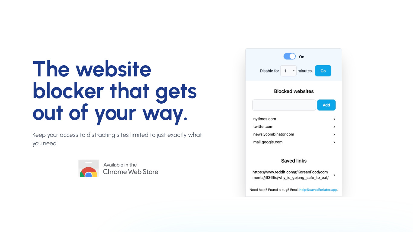 Saved for later. Landing page