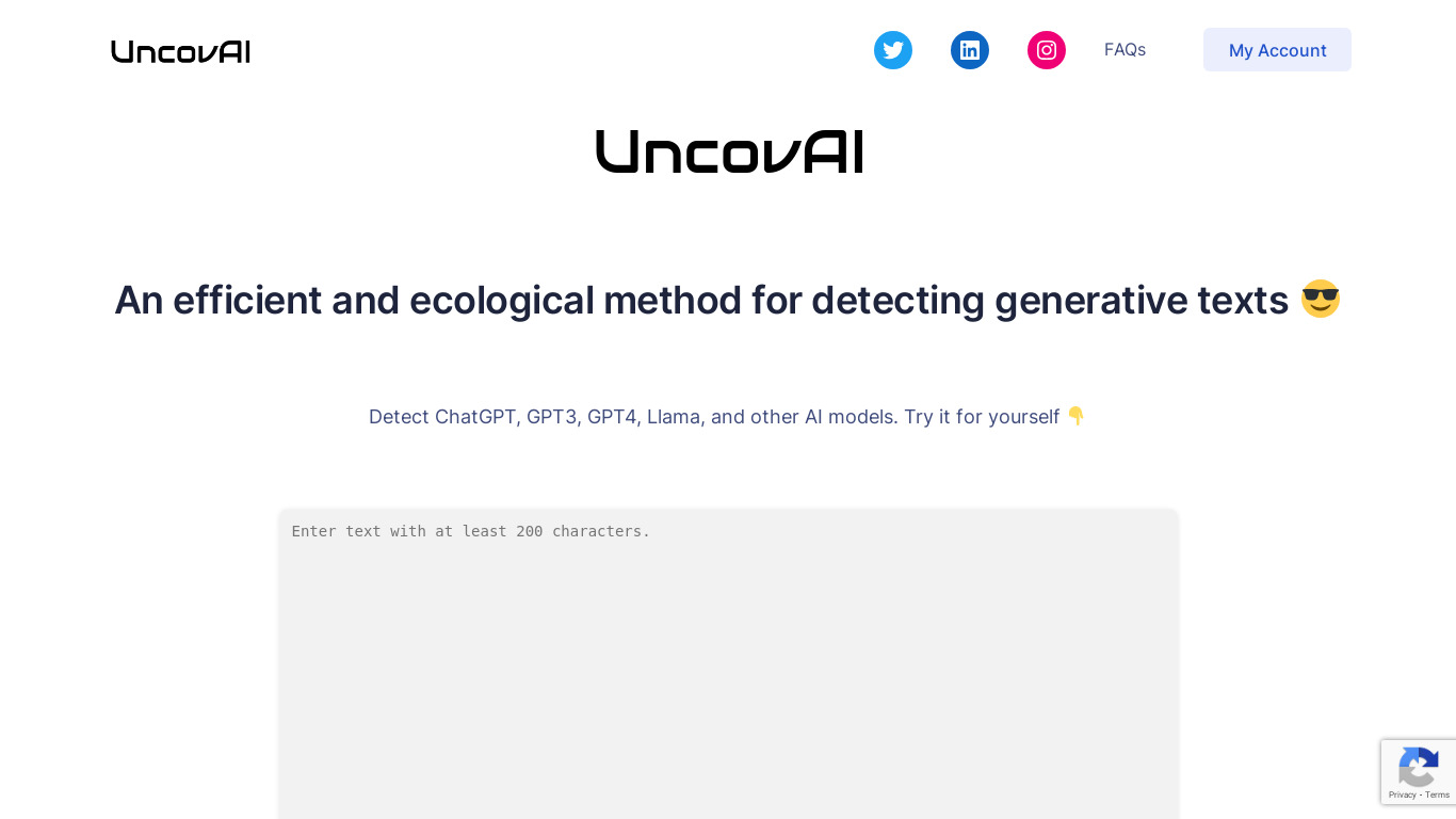 UncovAI Landing page