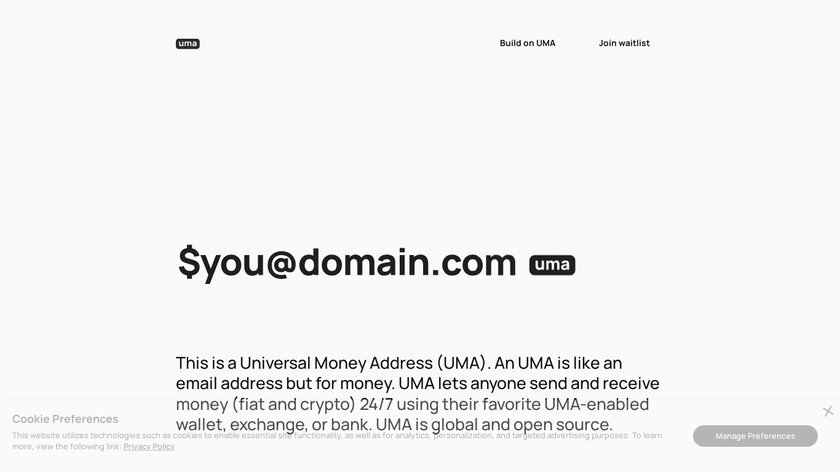 Universal Money Address Landing Page
