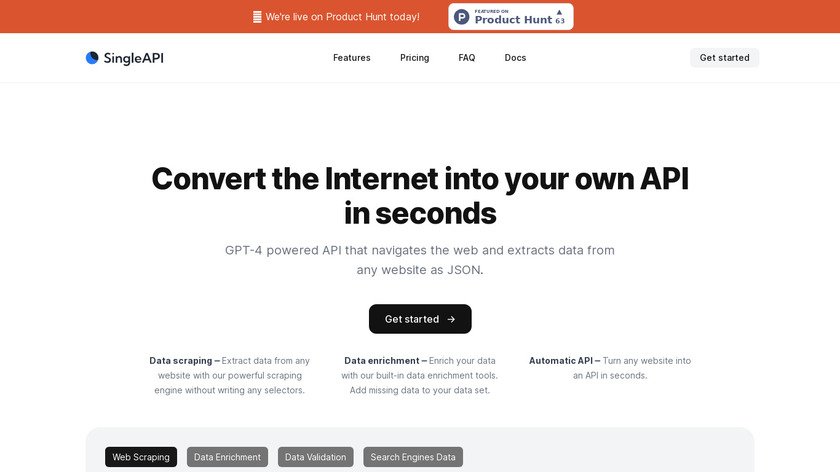 SingleAPI Landing Page