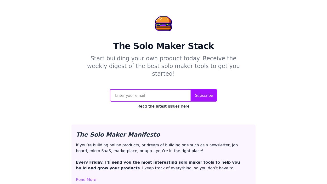 The Solo Maker Stack Landing page