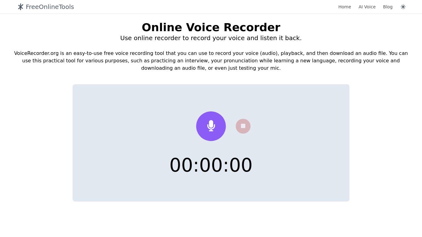 VoiceRecorder.org Landing page