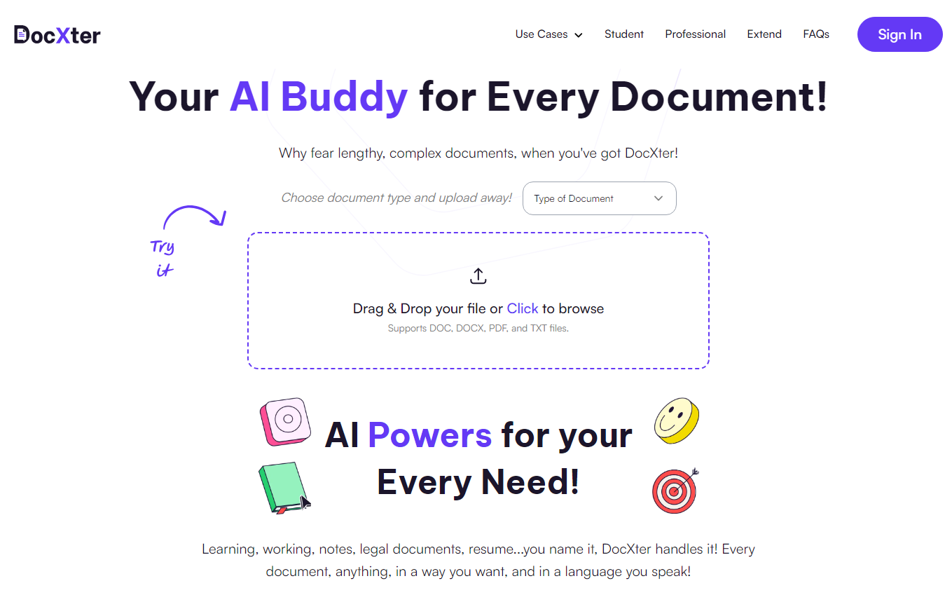 DocXter Landing page
