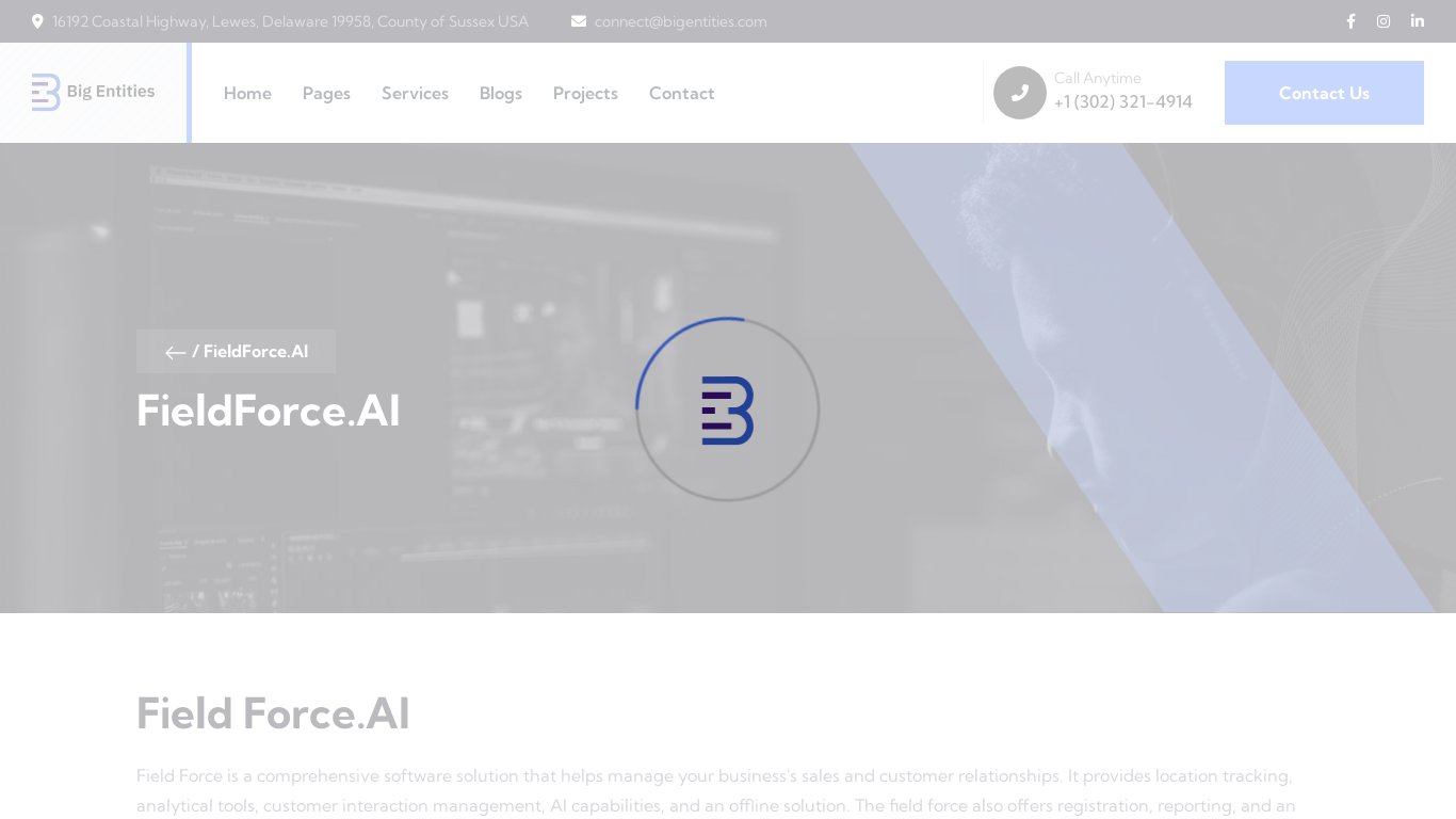 Field Force.Ai Landing page