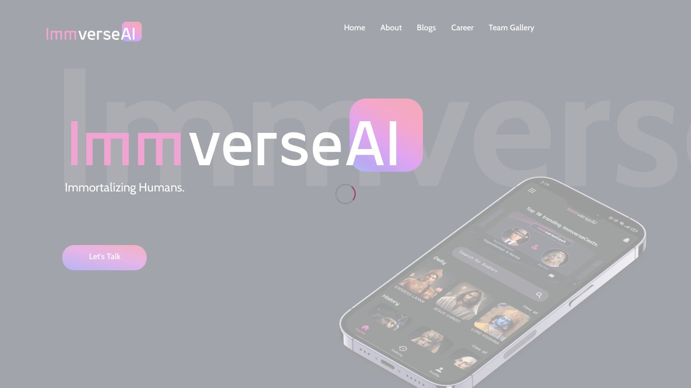 ImmverseAI Landing page