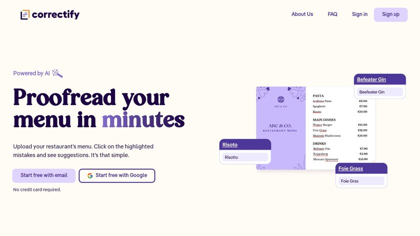 Correctify Landing Page