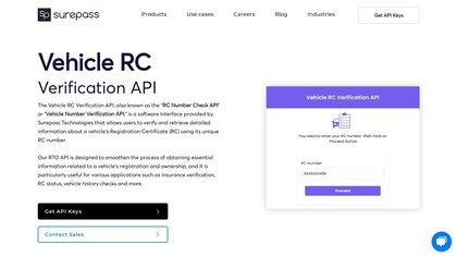 SurePass Vehicle RC Verification API image