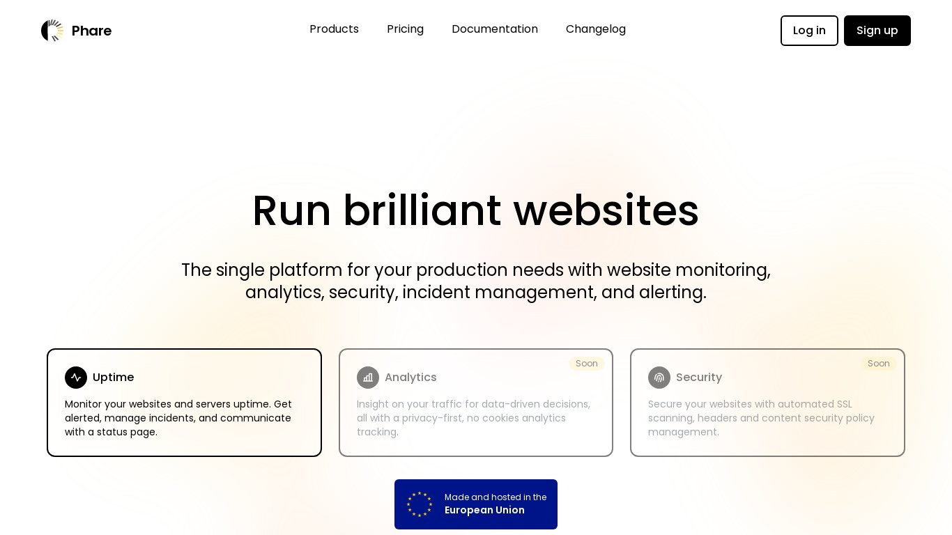 Phare Landing page