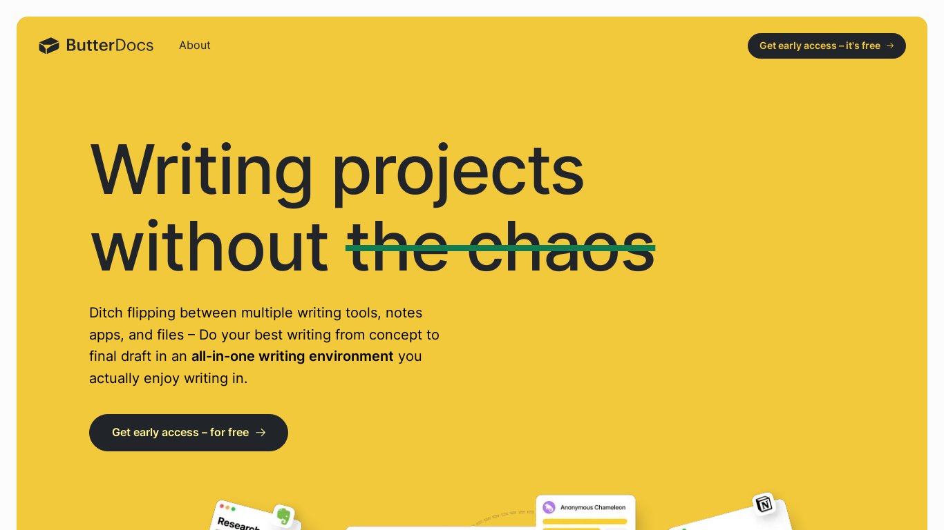 ButterDocs Landing page