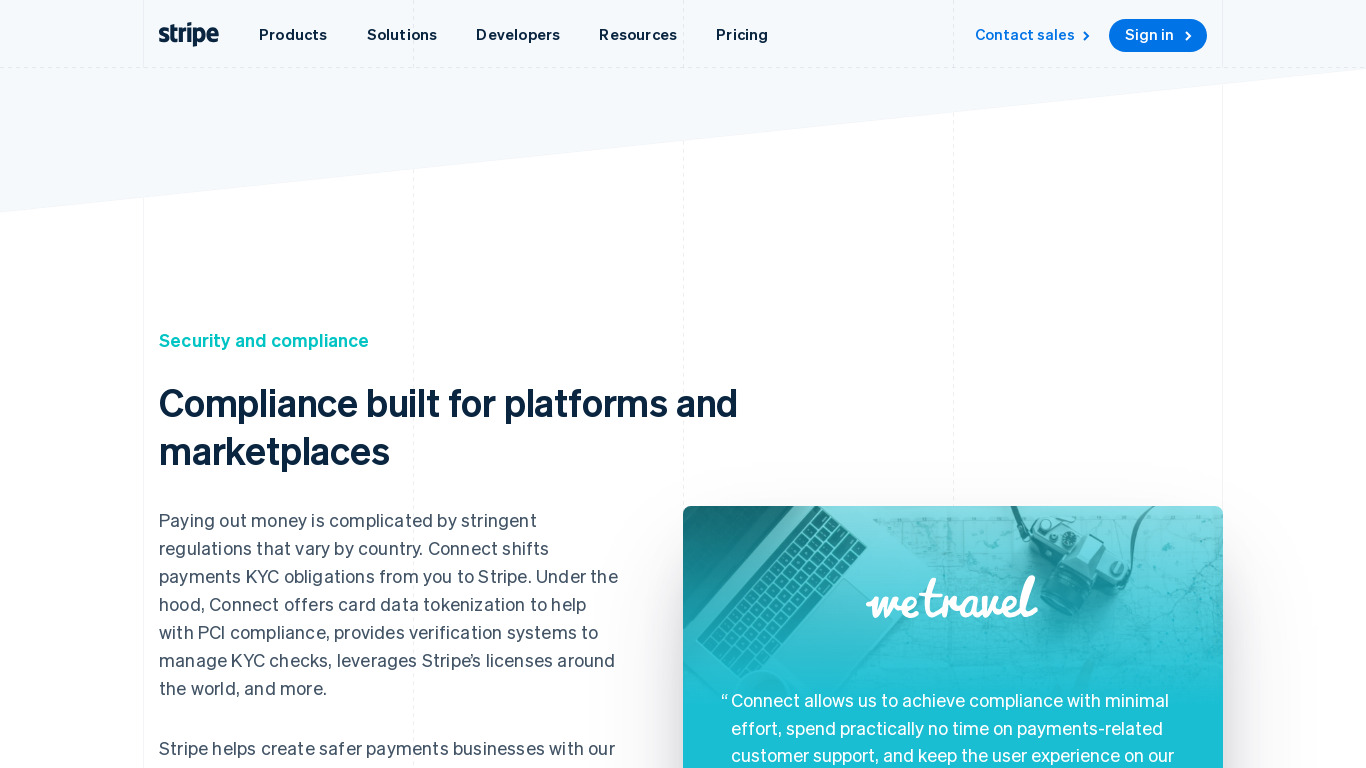Stripe Connect Landing page