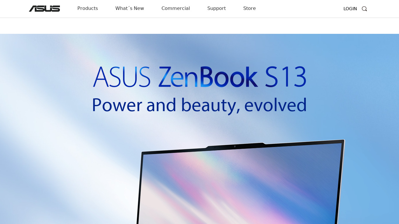 ASUS ZenBook S13 Landing page