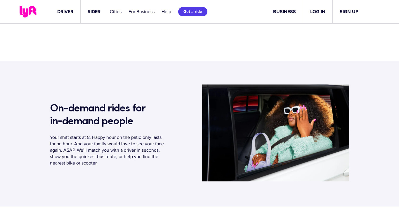 Lyft Line Landing page