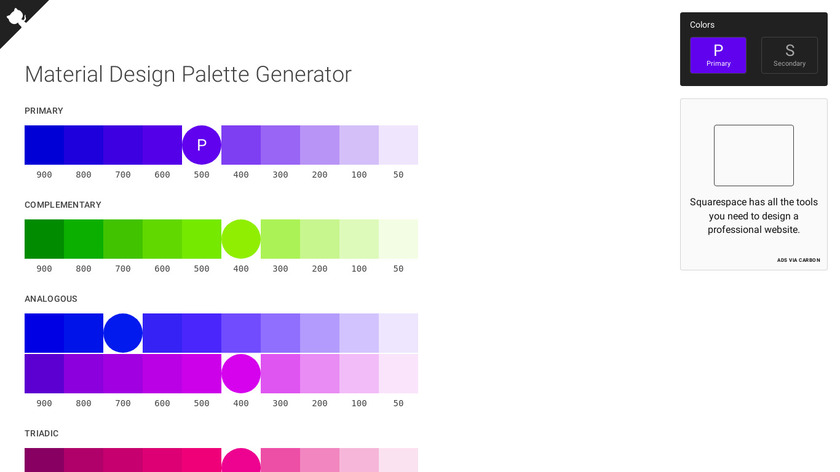 Material Design Palette Generator Landing Page