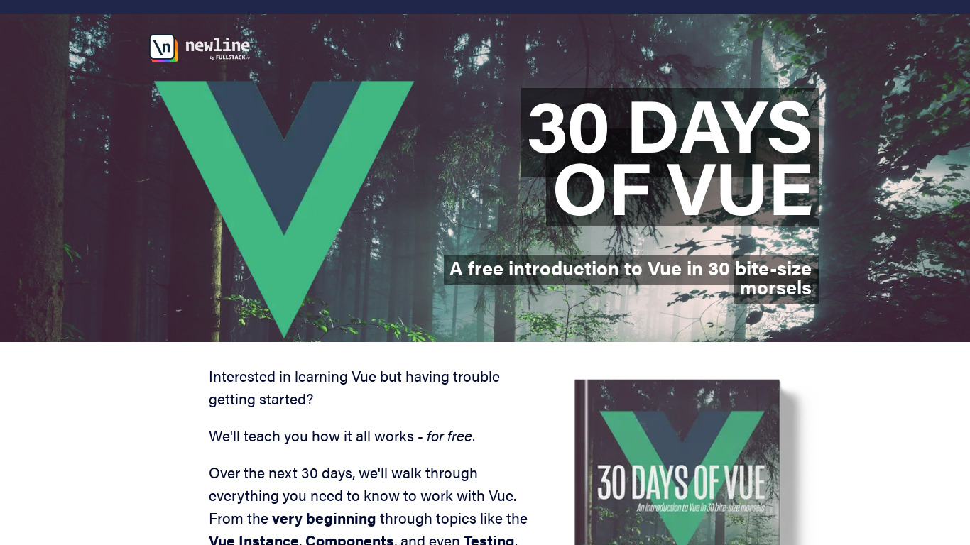 30 Days of Vue Landing page