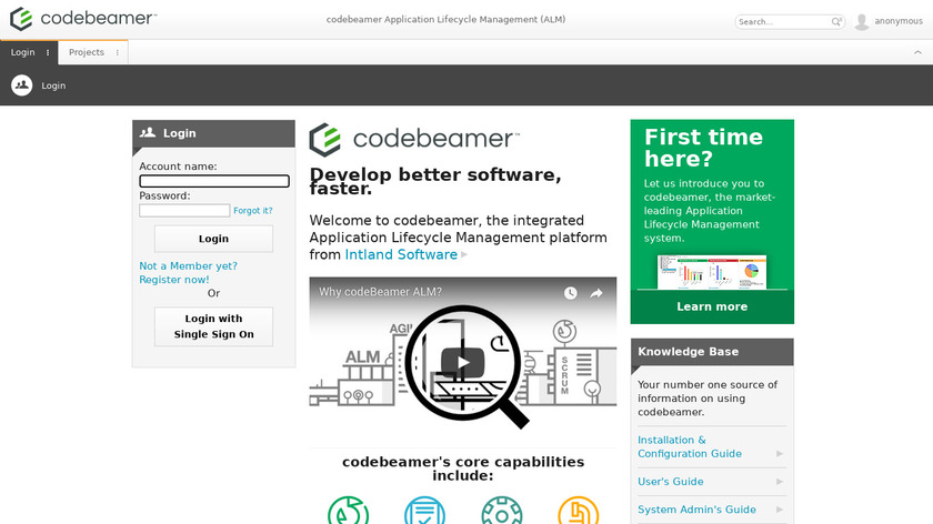 codeBeamer ALM Landing Page