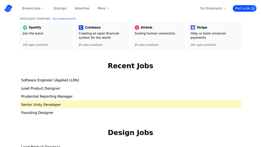 Startup Jobs Landing Page