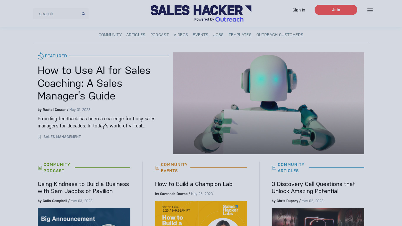 Sales Hacker Landing page