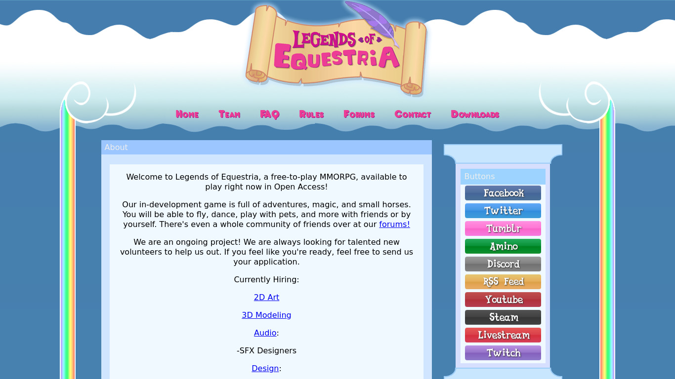 Legends of Equestria Landing page