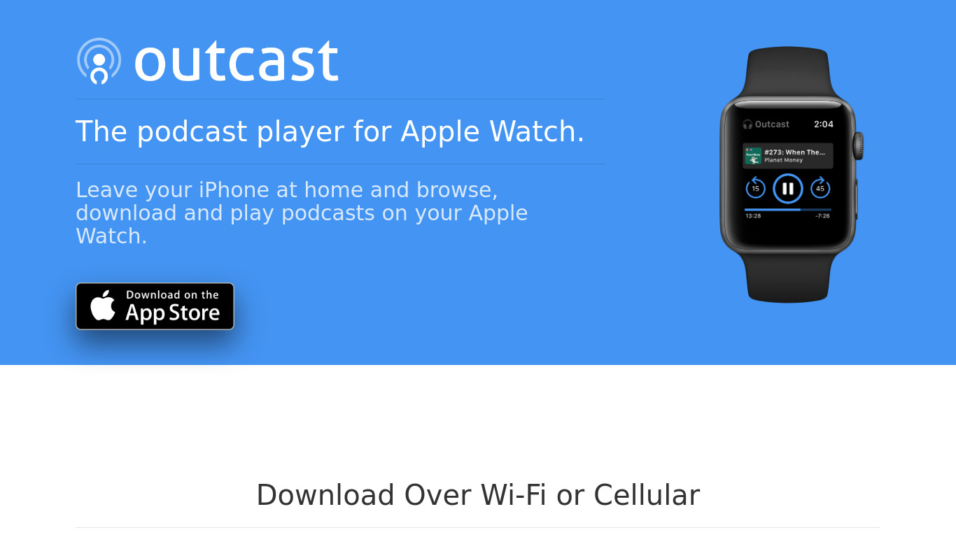Outcast for Apple Watch Landing page