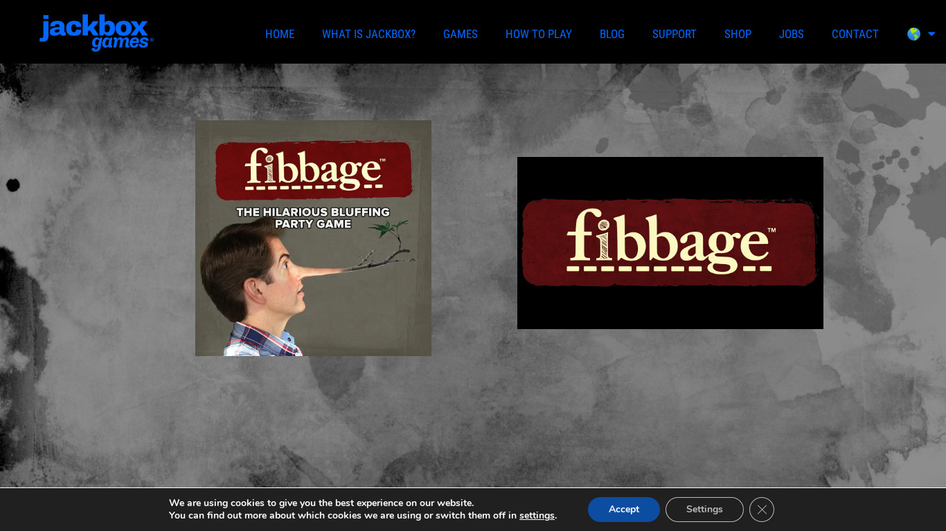 Fibbage Landing page