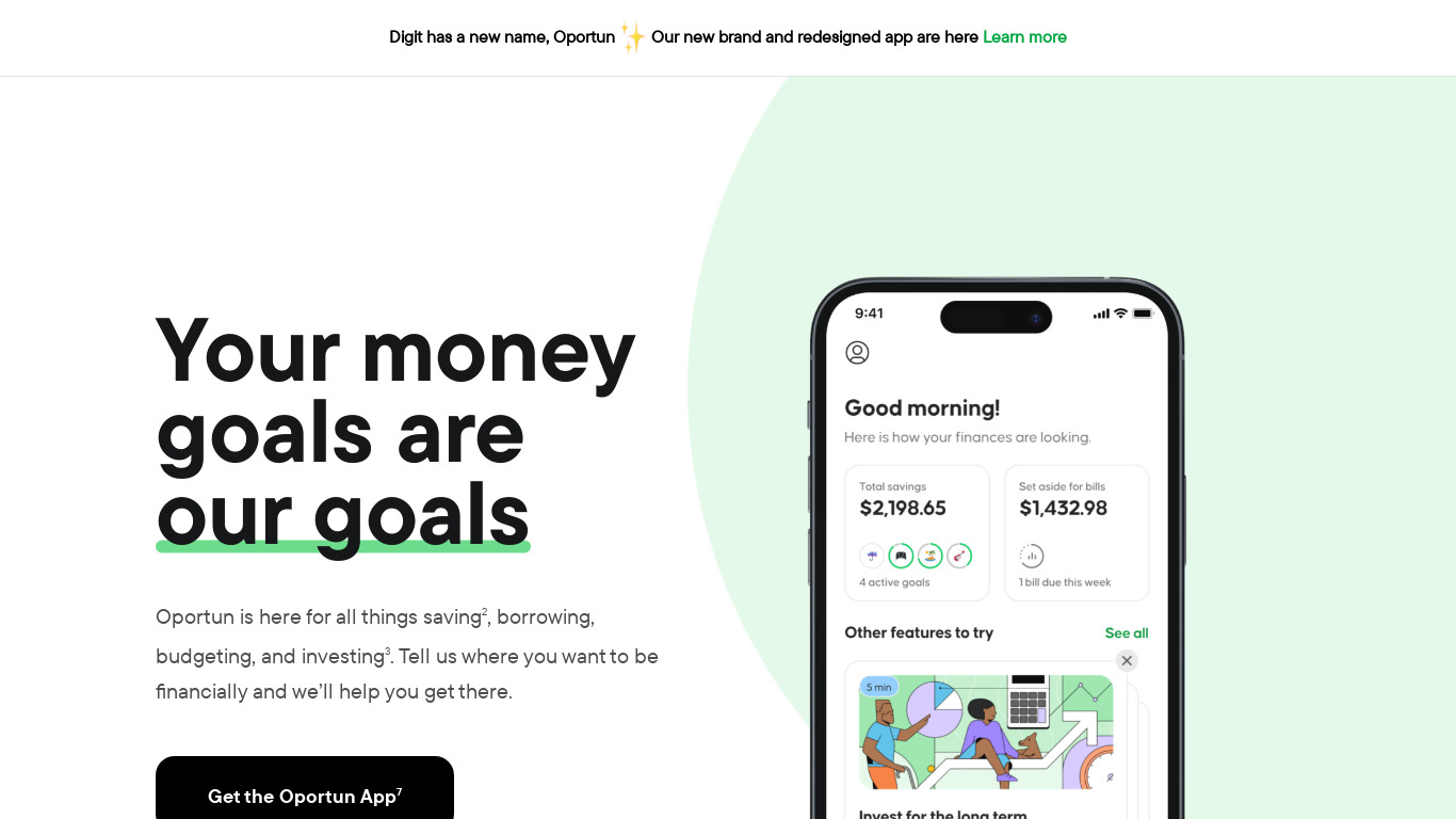 Digit Landing page