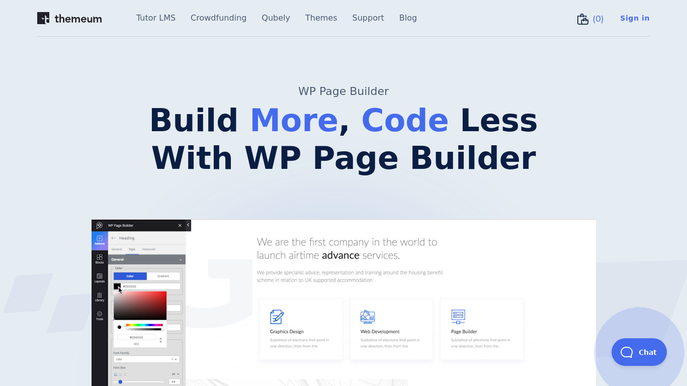 WP Page Builder Landing page