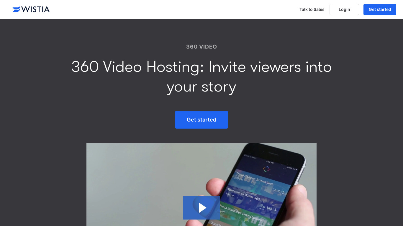 Wistia's 360 Video Landing page