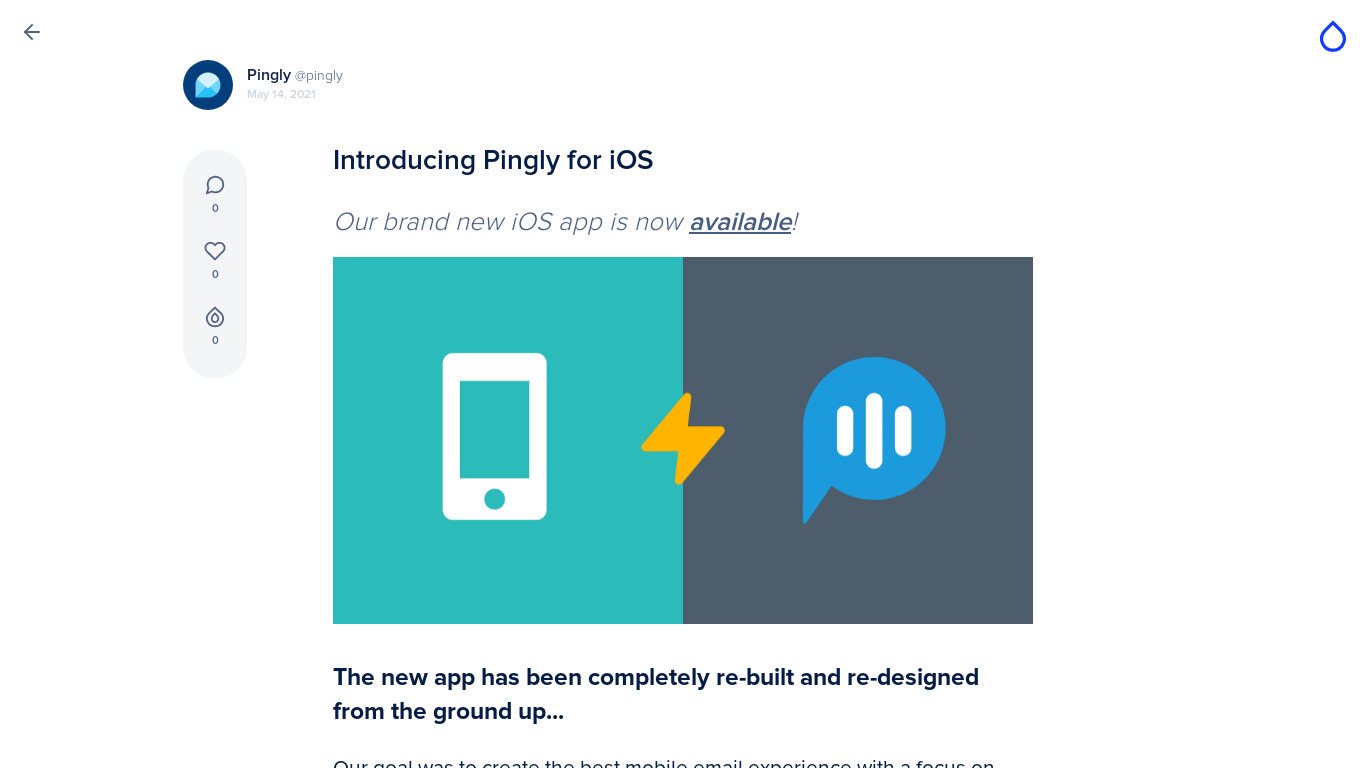 Pingly for iOS Landing page