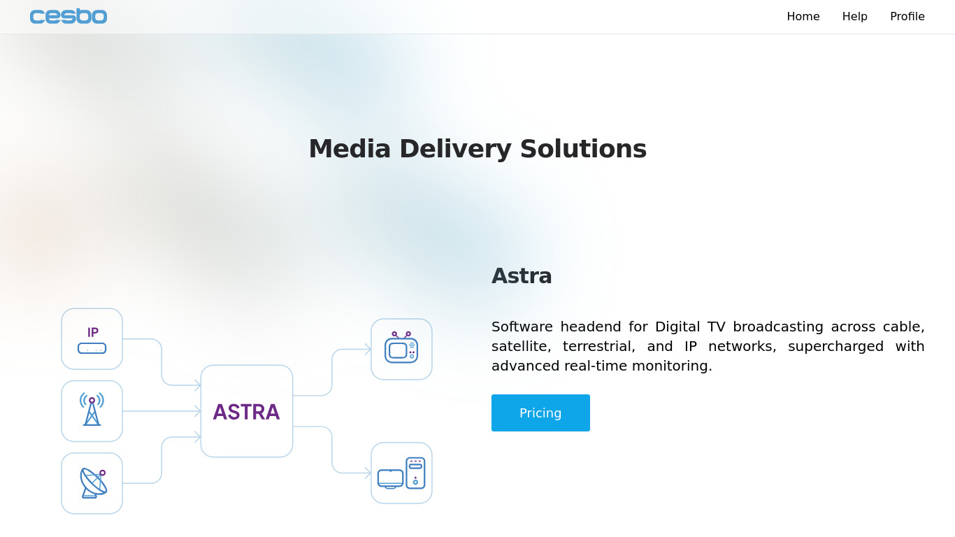 Astra by Cesbo Landing page