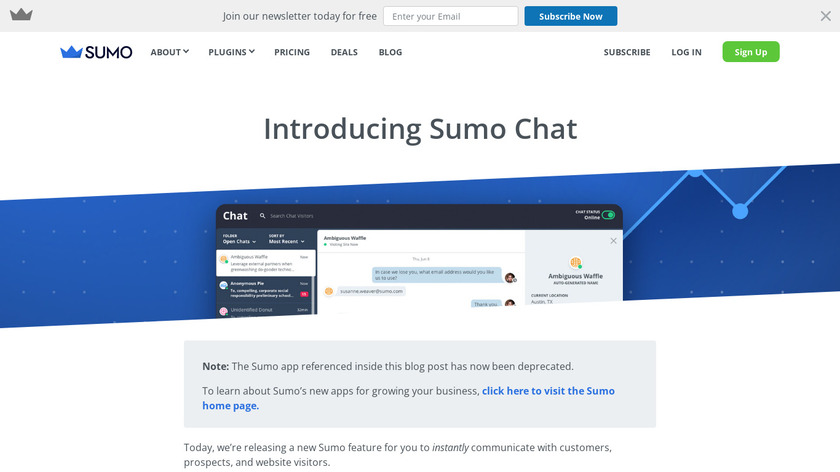 Live Chat by Sumo.com Landing Page