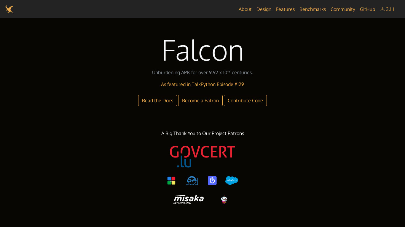 Falcon Landing page