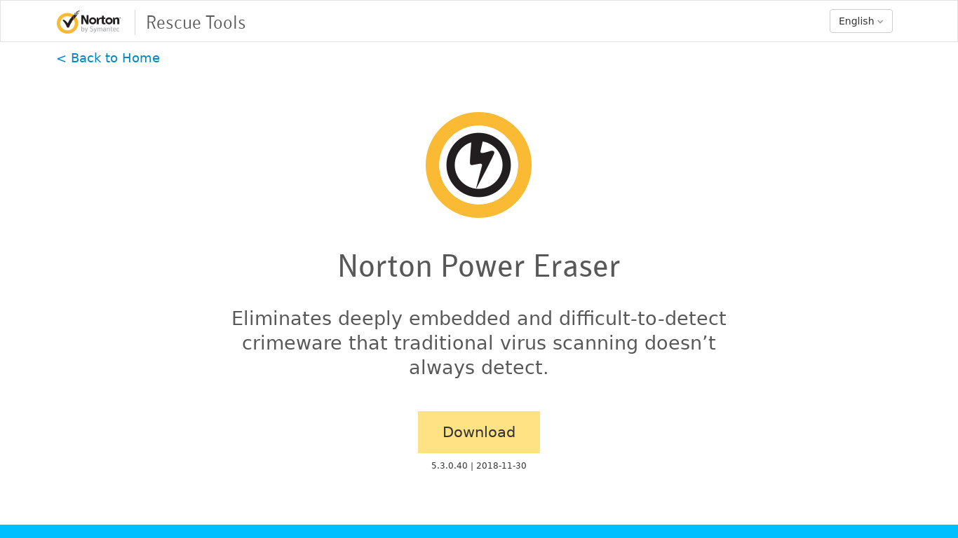 security.symantec.com Norton Power Eraser Landing page