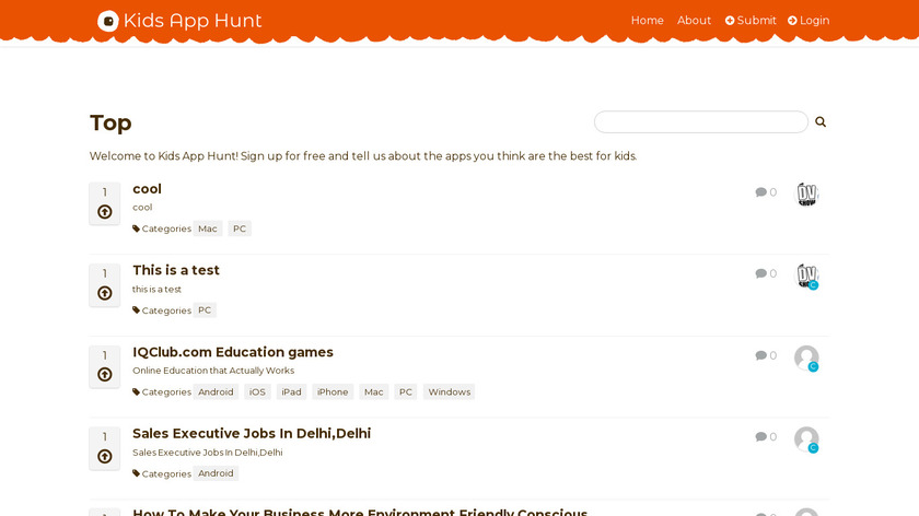 Kids App Hunt Landing Page