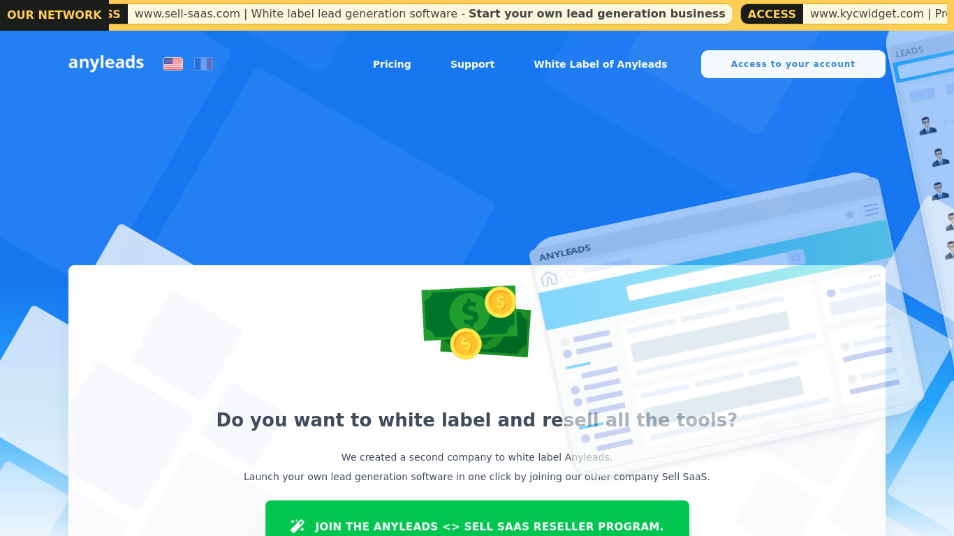 Anyleads Landing page