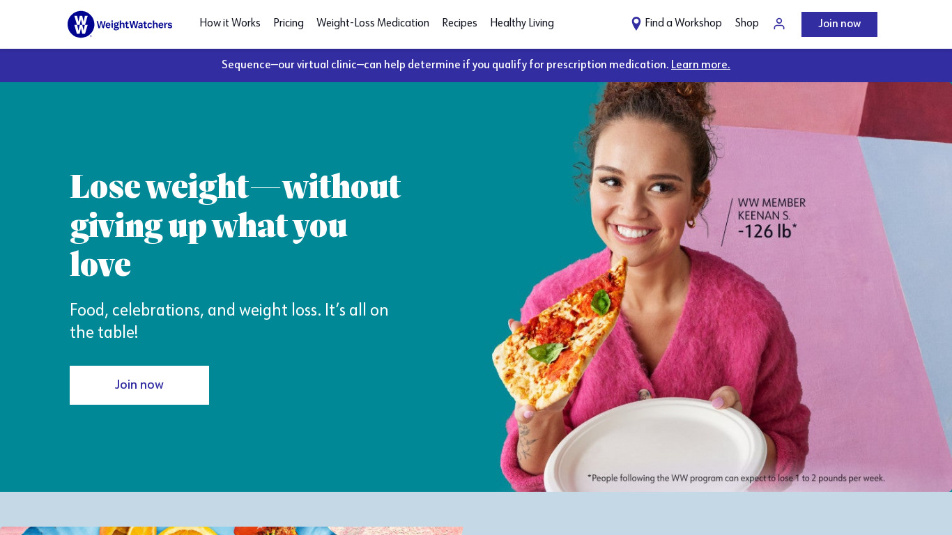 Weight Watchers Landing page