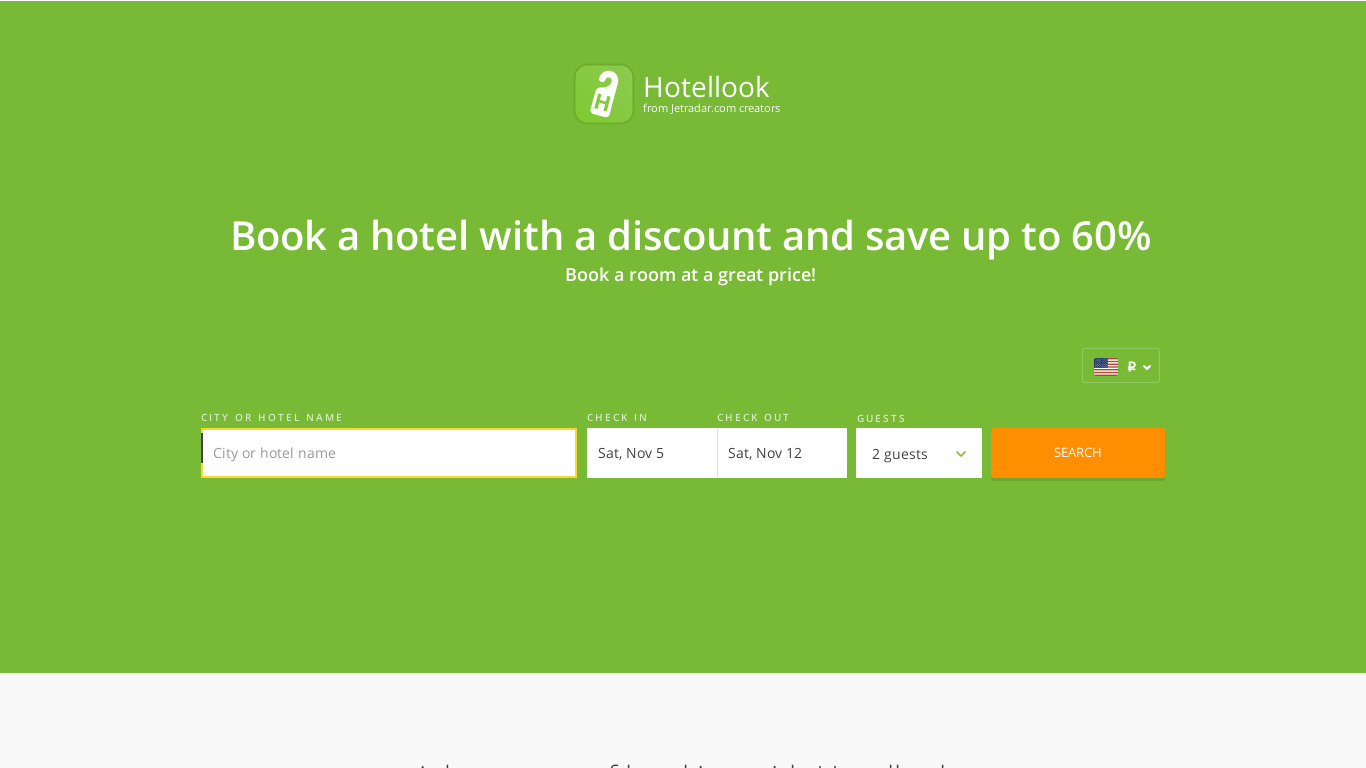 Hotellook Landing page