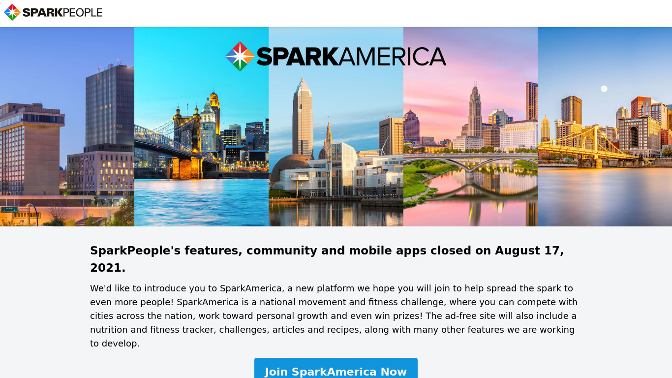 Sparkpeople Landing page