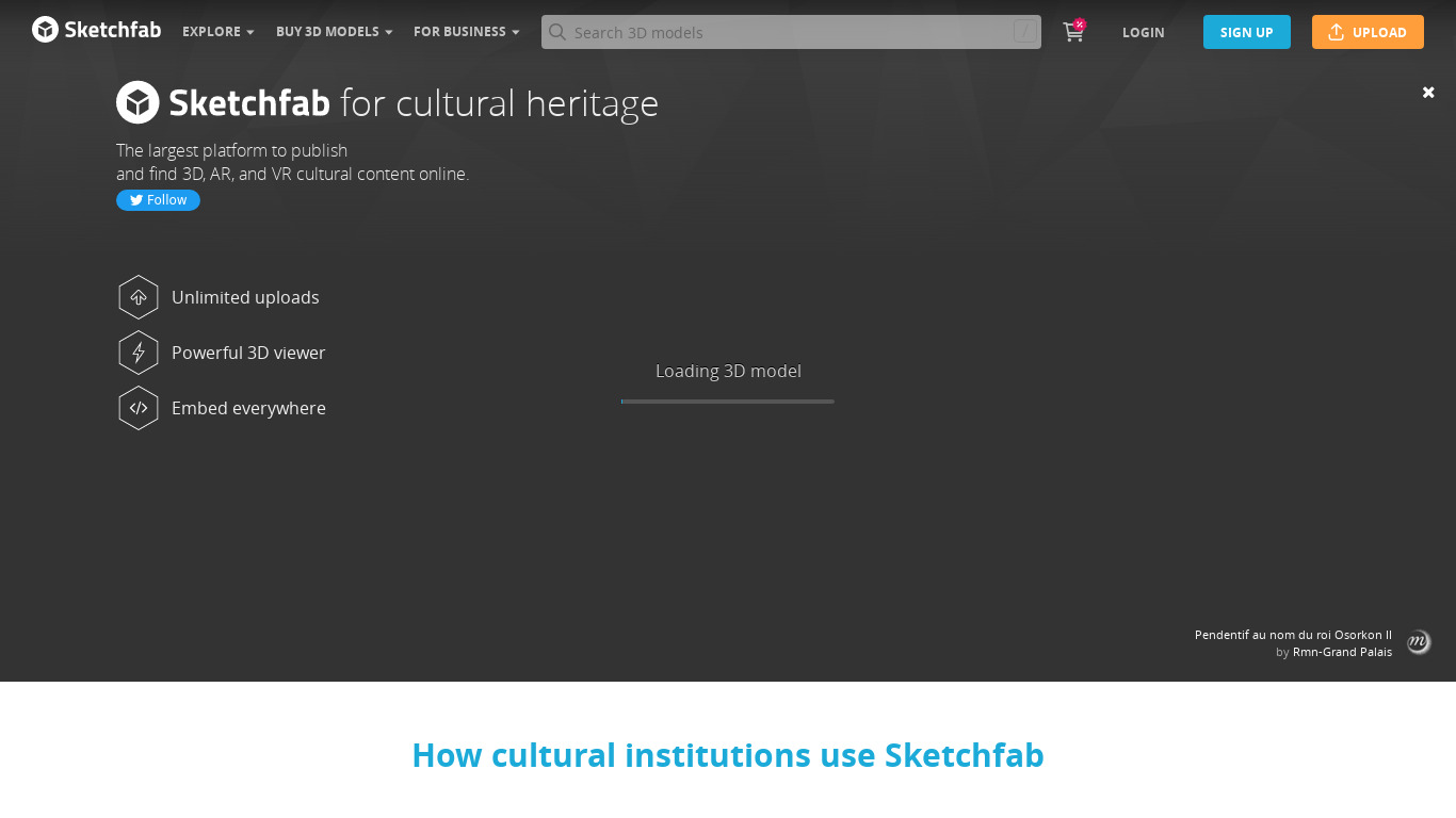 Sketchfab for Museums Landing page