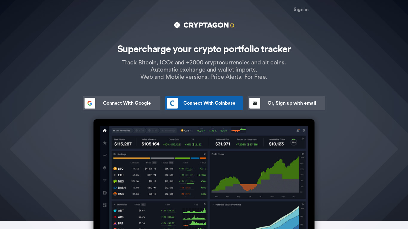 Cryptagon.io Landing page