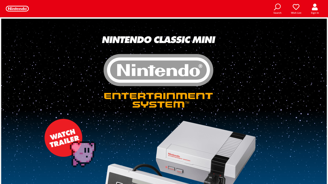Nintendo Classic Mini Landing page
