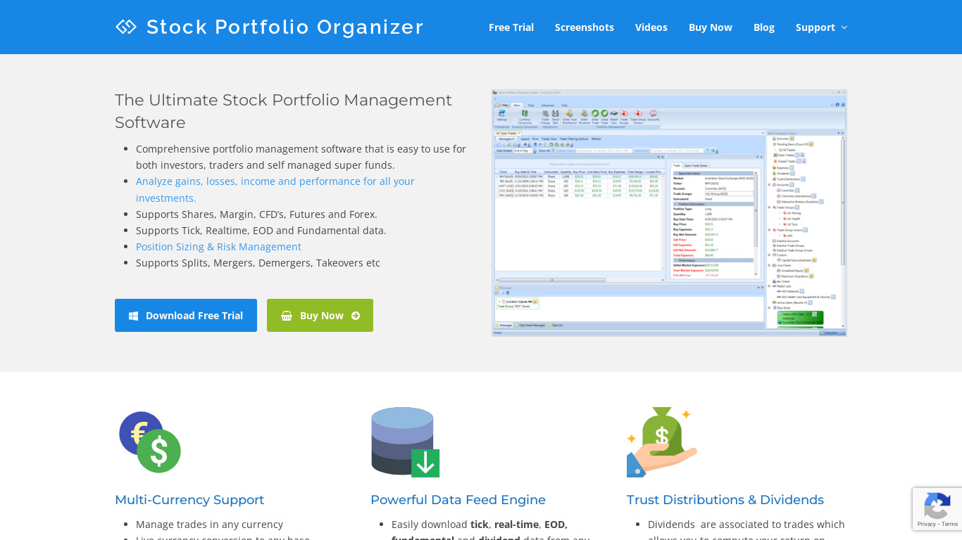 Stock Portfolio Organizer Landing page