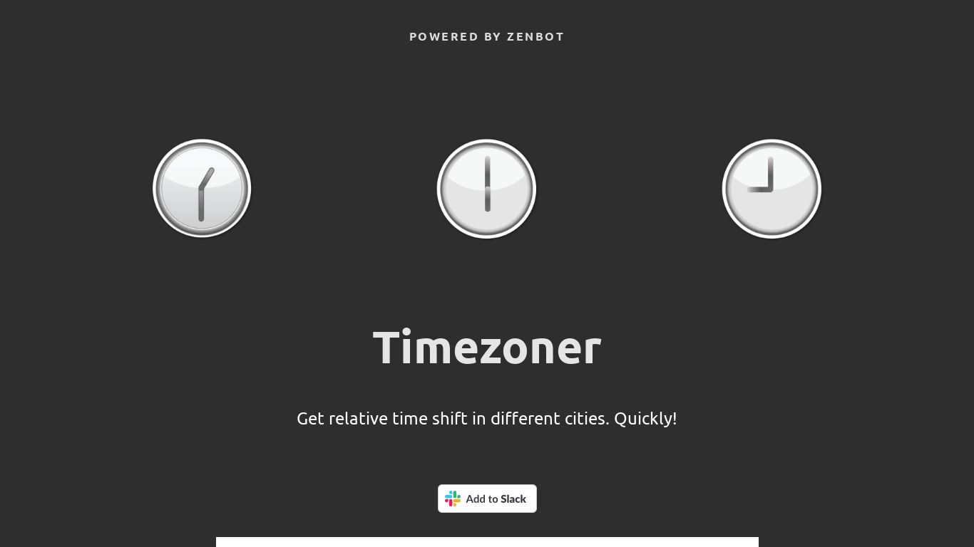 hub.zenbot.org Timezoner Landing page