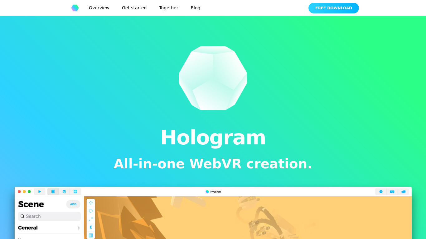 Hologram.cool Landing page