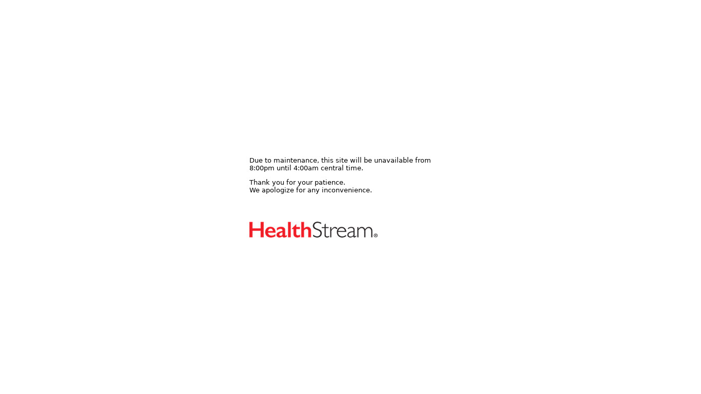 HealthStream Landing page