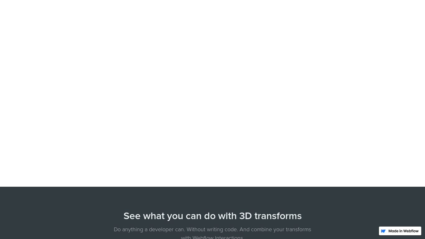 Webflow 3D Transforms Landing page